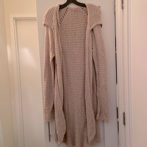 Calypso St. Barth size large women’s hooded crochet long cardigan sweater.